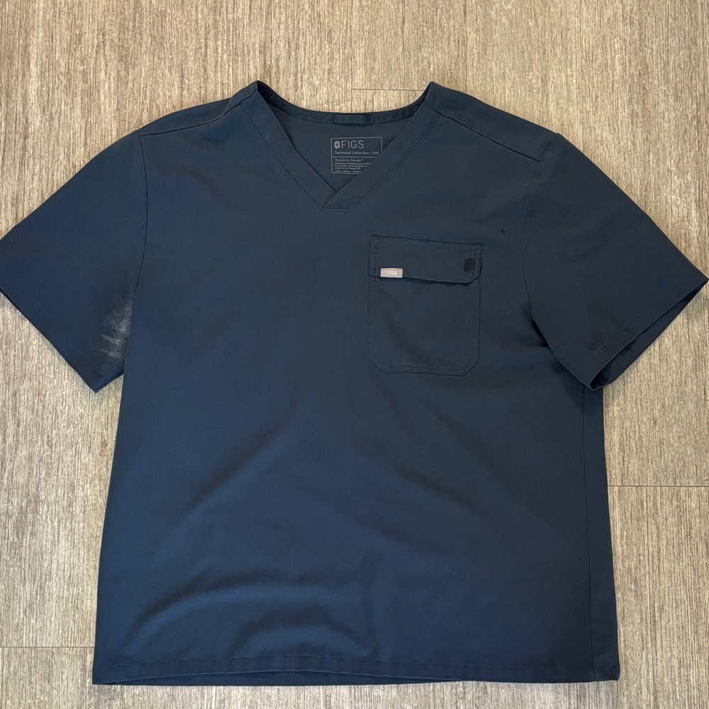 (Full Set) Figs Men's Blue V-Neck Tee & Joggers Set